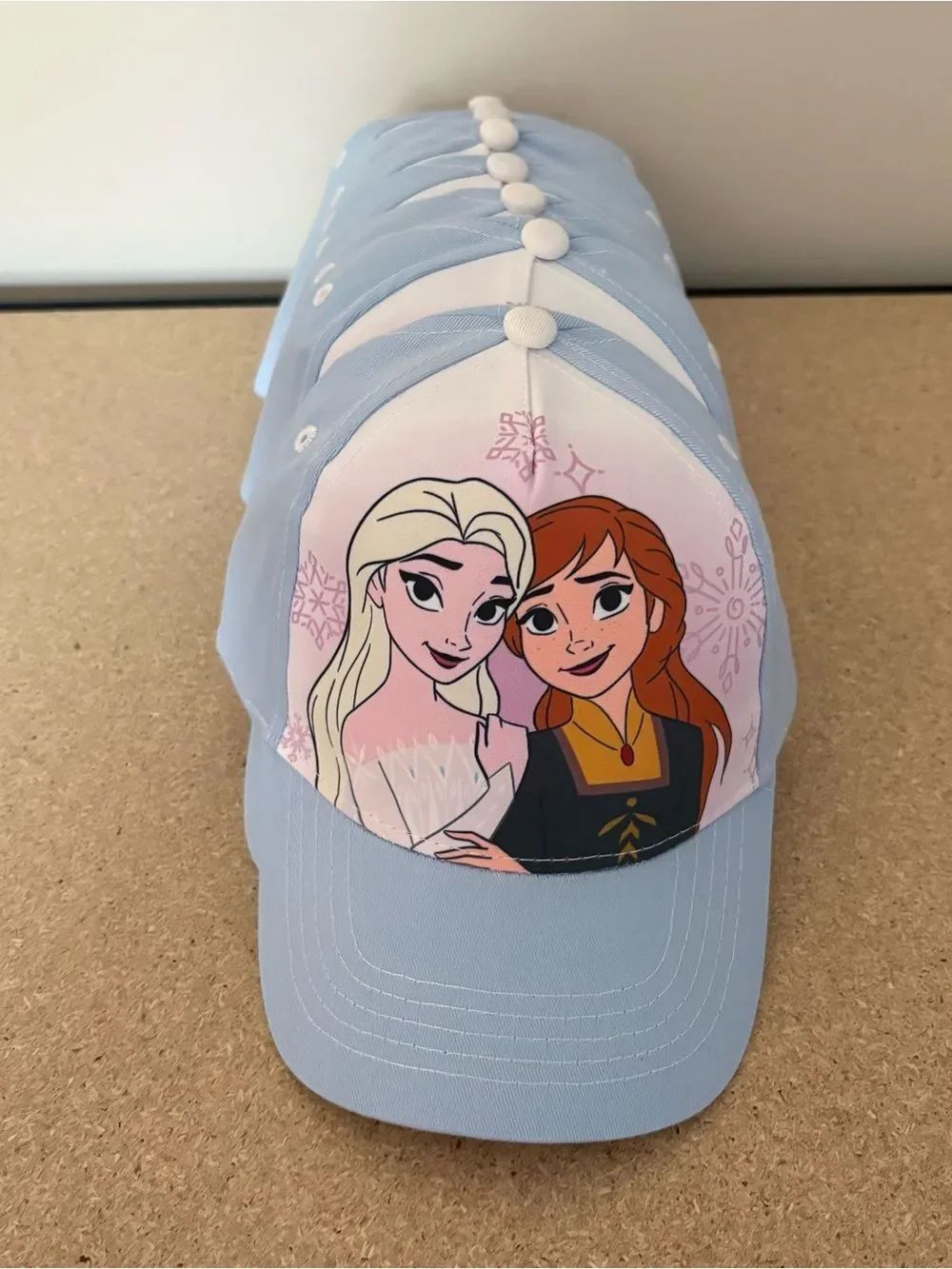 Lot of 7 - Disney Frozen Light Blue Pink Girls Cap with Elsa & Anna